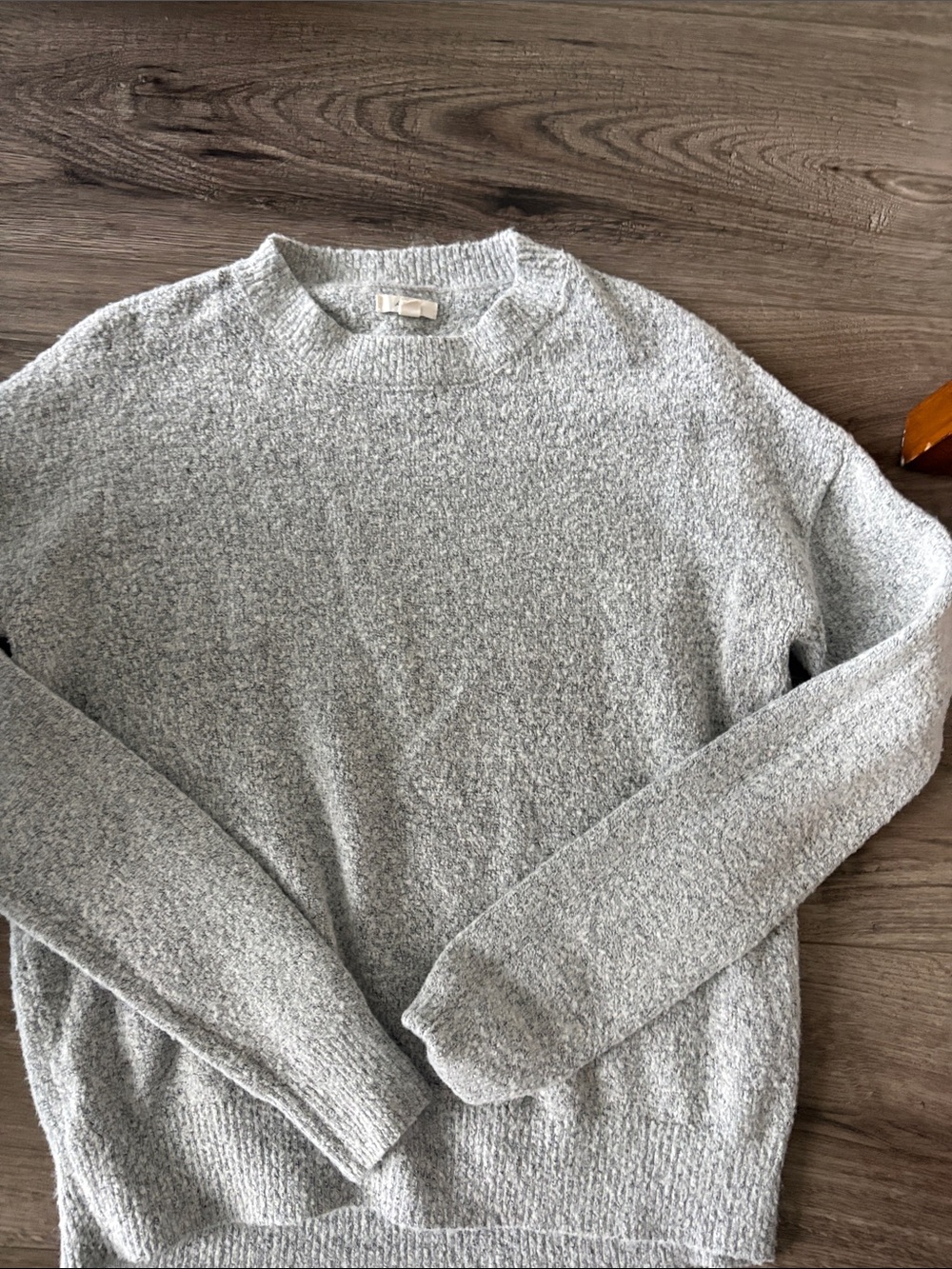 Men's Crewneck Bouclé Sweater in Light Gray